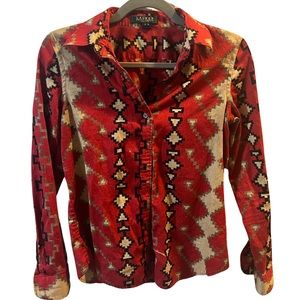 Ralph Lauren Petite Women’s Patterned Button Down Red